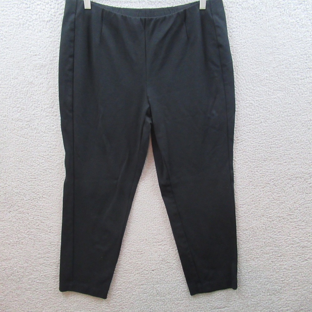 J Jill Womens Pants Large Black Ponte Slim Leg Pull On Stretch Classic Ankle